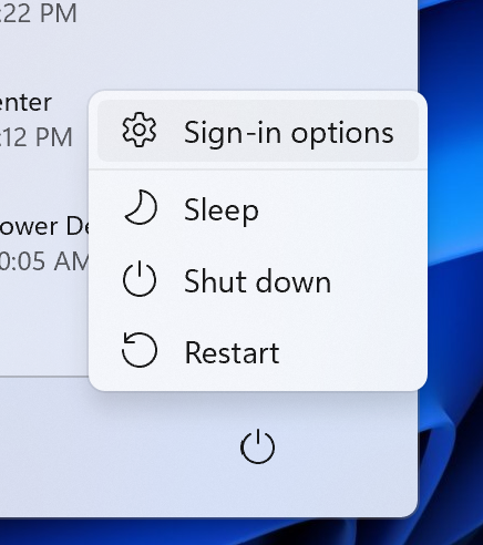 Windows 11新预览版22458推送：电源菜单新增“登录选项”